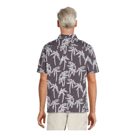 George Mens Short Sleeved Knit Shirt Size XL 46-48 Gray & White Palm Trees New - Picture 3 of 8